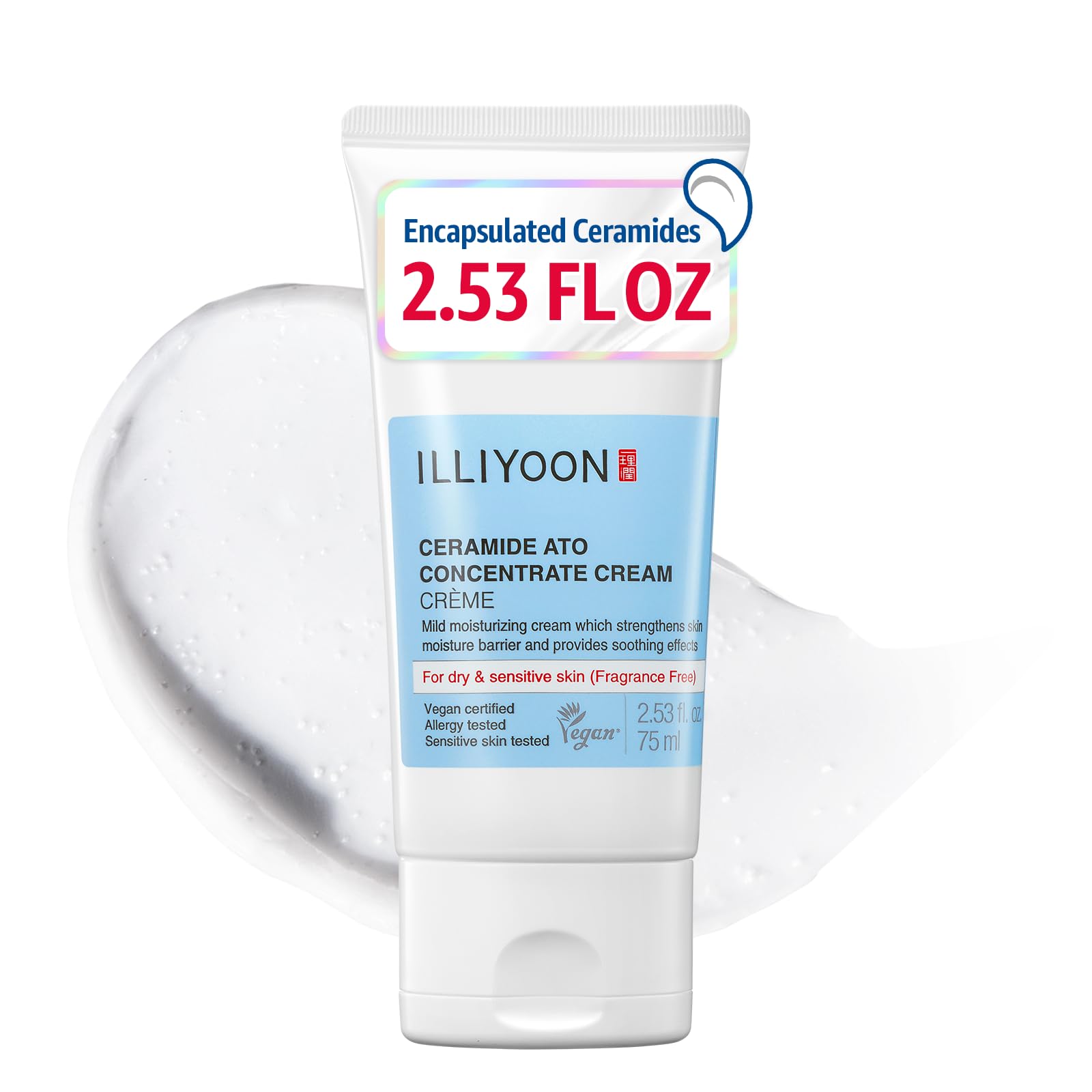 Illiyoon Ceramide Ato Concentrate Cream | Moisturizer for Dry & Sensitive Skin, 100hr Lasting Hydration, For Face & Body, Gentle for Infants, Moisture Barrier Repair, Vegan Certified, 6.76 fl.oz.