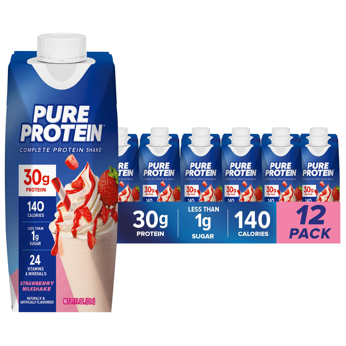 Pure Protein Vanilla Protein Shake, 30g Complete Protein, 12 Ct